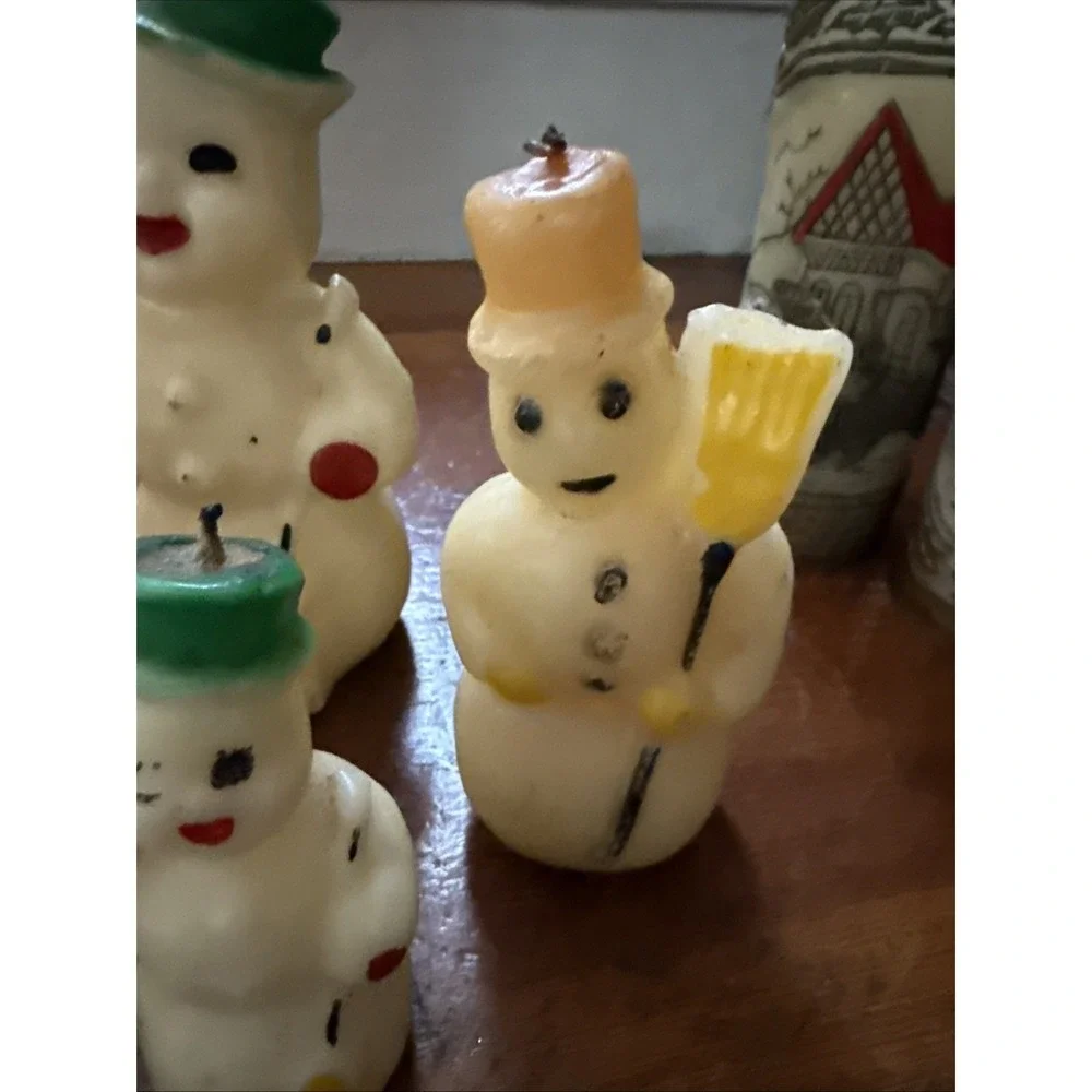 Vintage 5-Snowmen,2-Santa,2-pillar,2-standing boy & girl,‎ 1 mini girl candles
